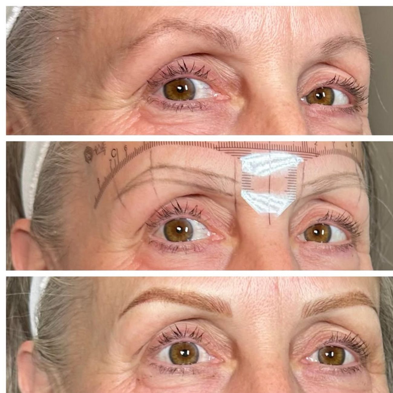 before after combination brow shading large pores