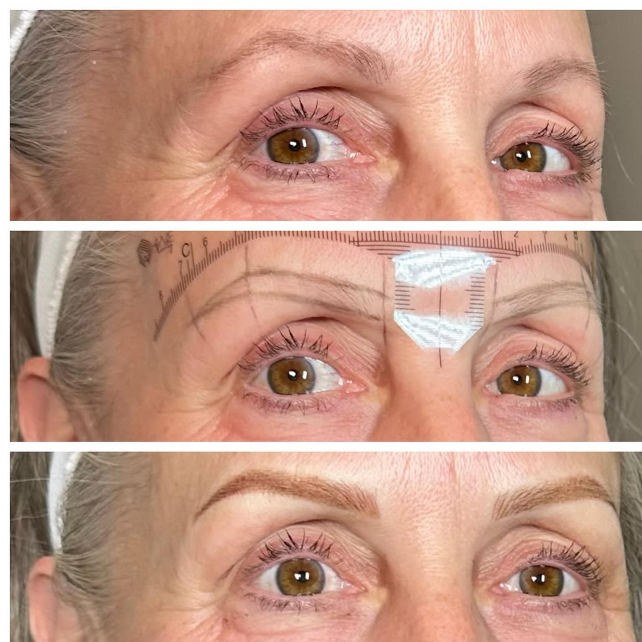 before after combination brow shading large pores
