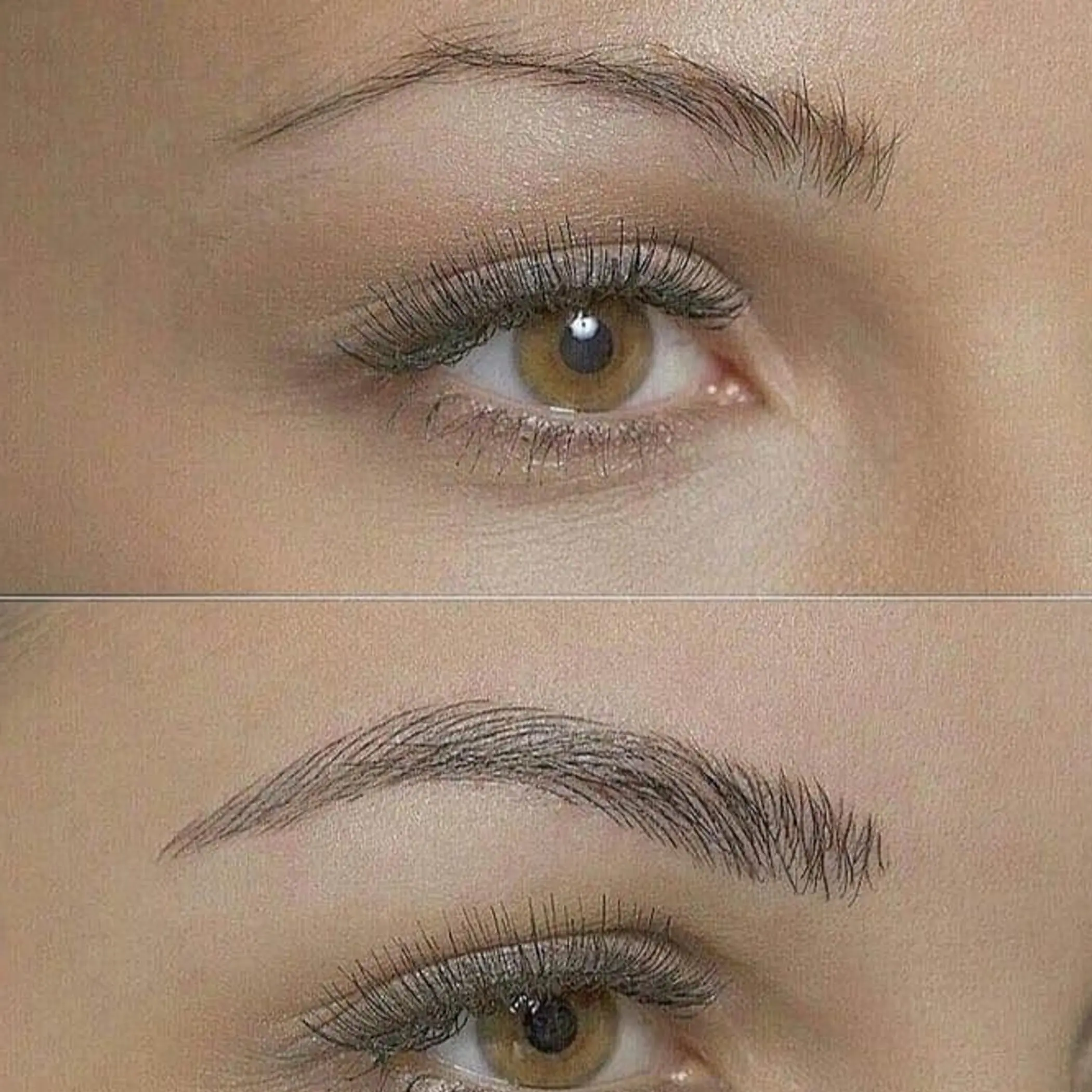 close up eyebrow microblading strokes