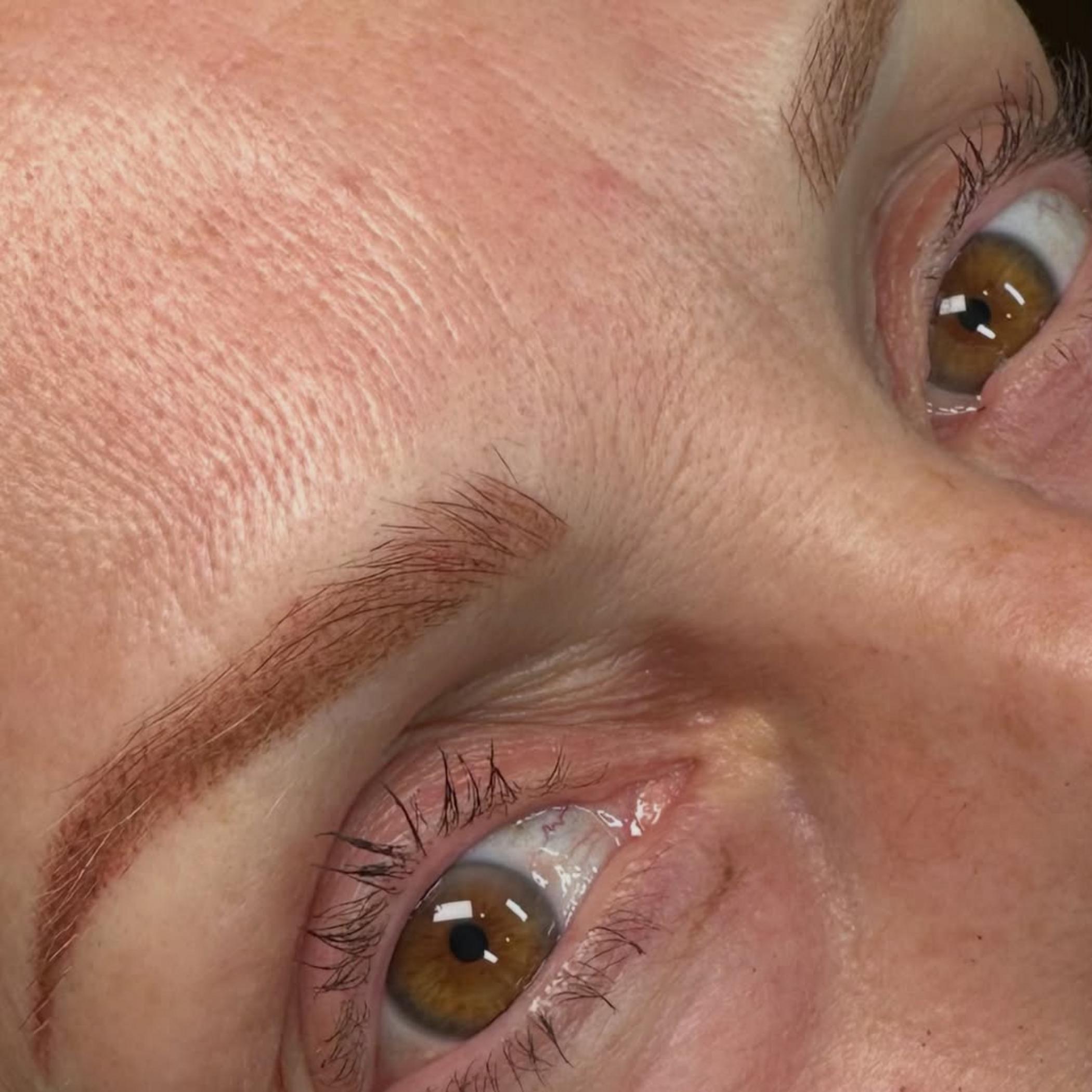 close up eyebrow shading texture oily skin