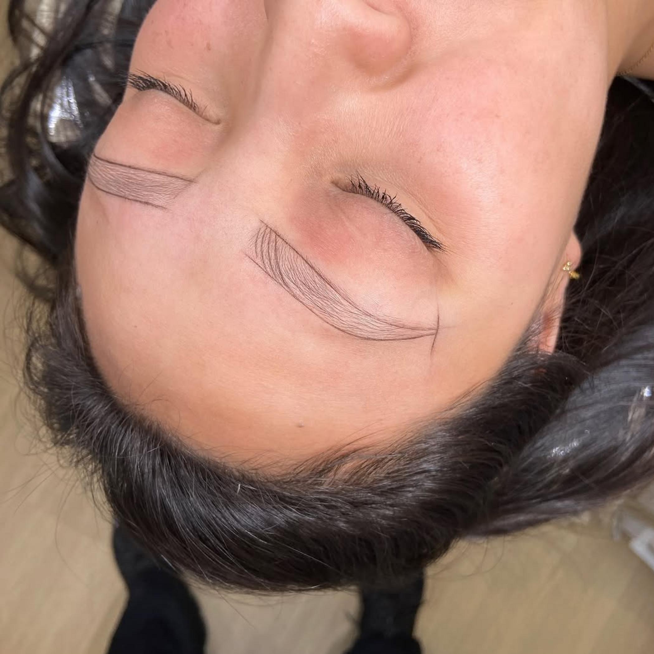 close up powder brow shading details