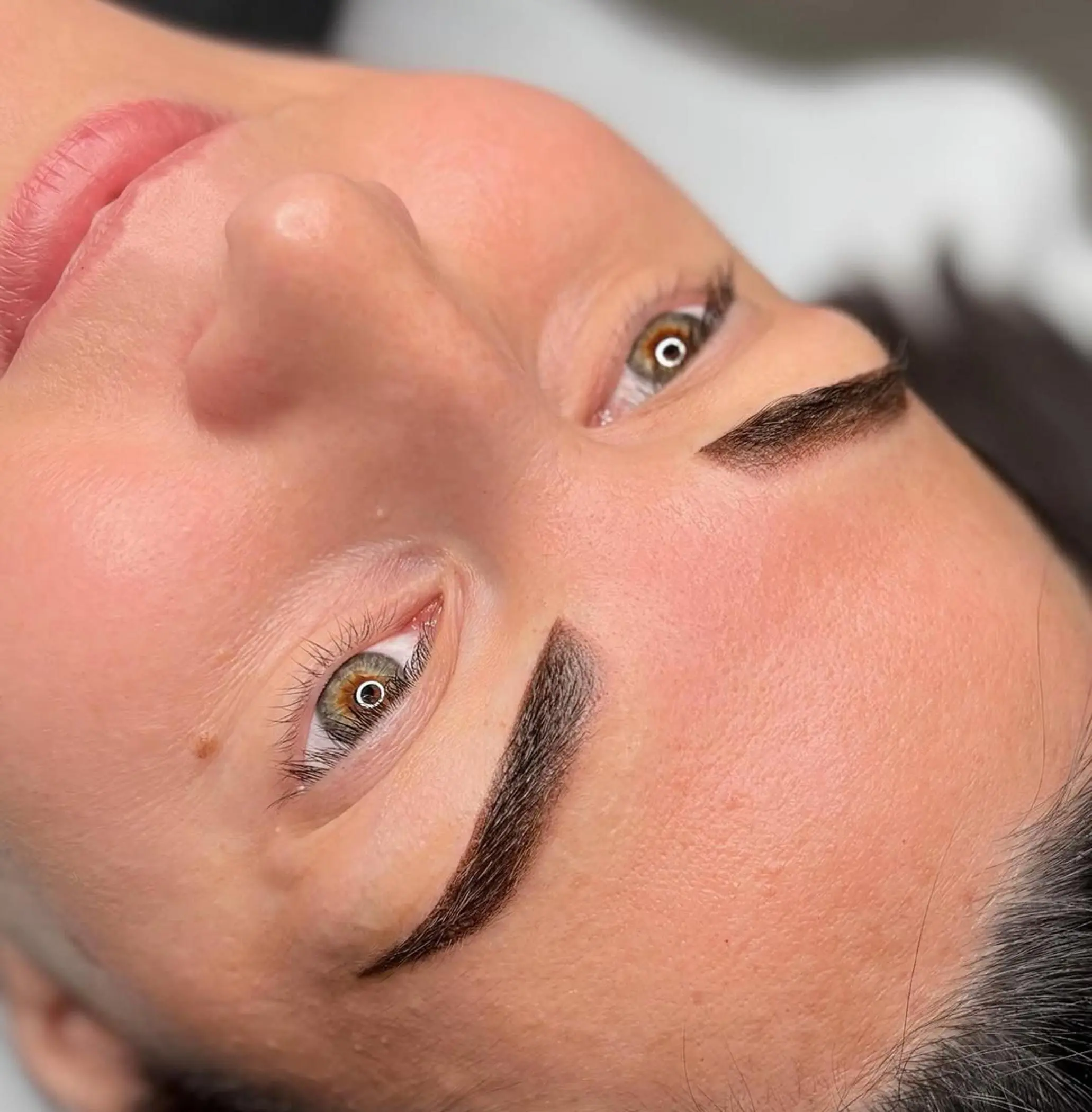 close up wet healing eyebrow detail