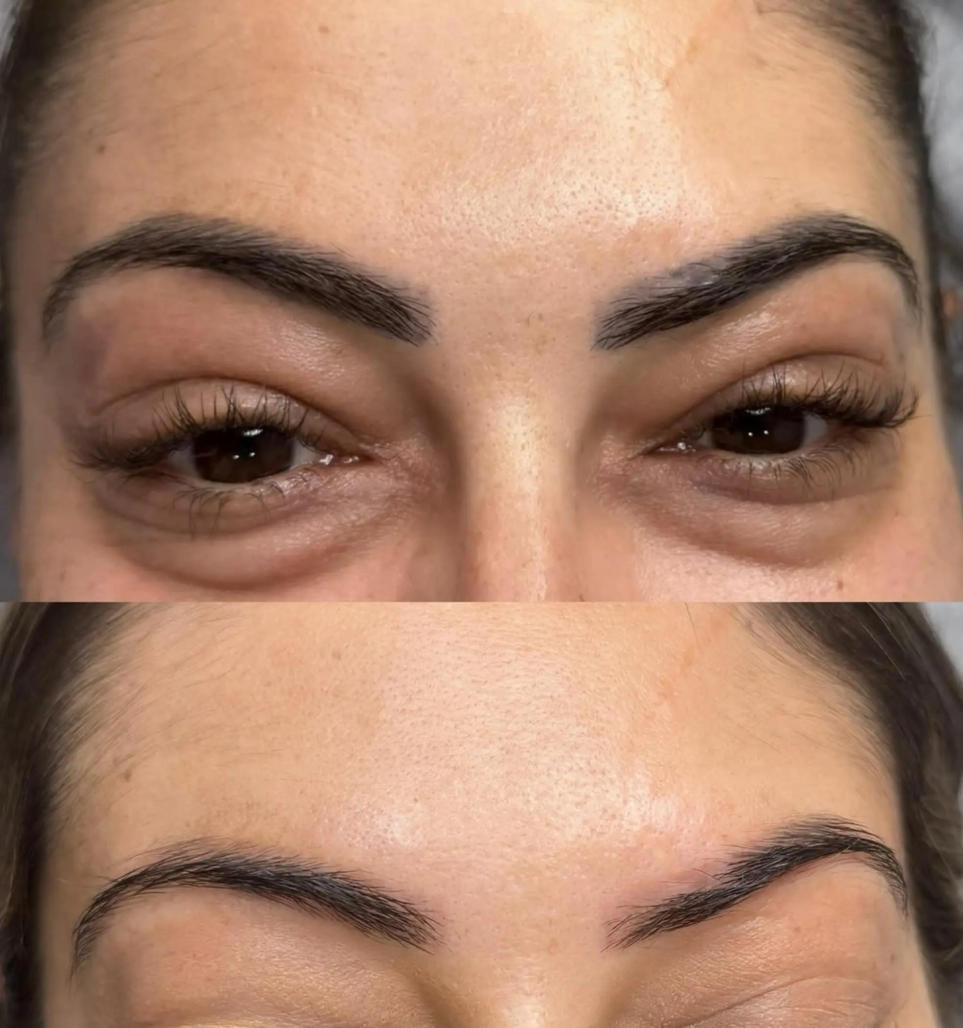 natural looking feather stroke brows healed