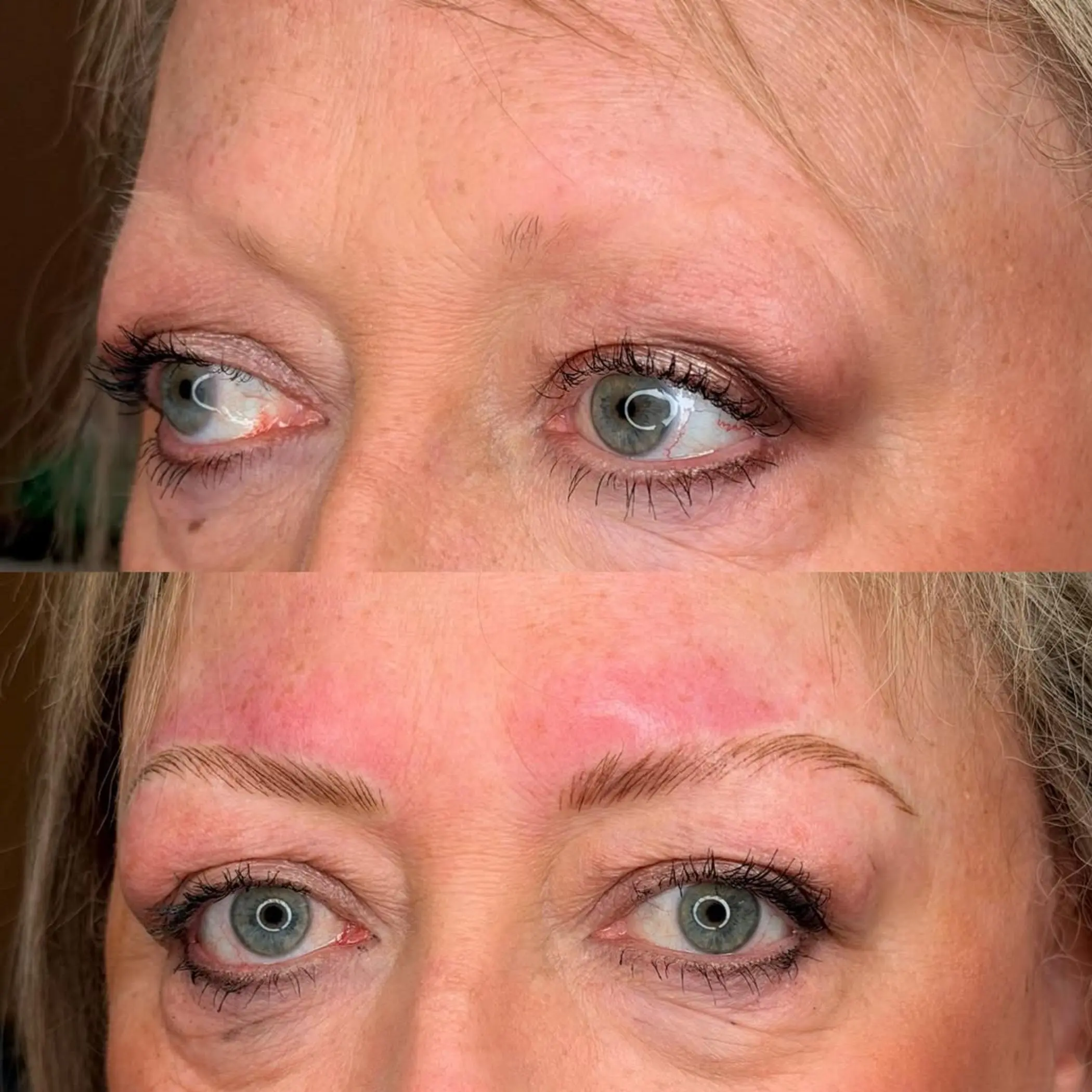 straight brow tattoo before after